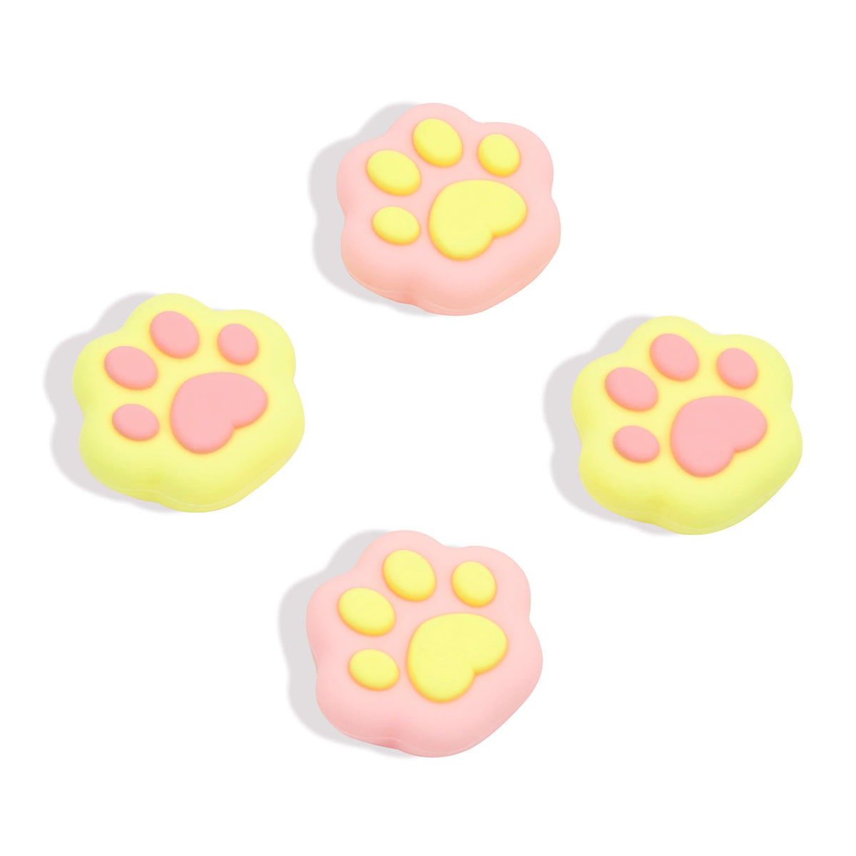 GeekShare Cat Paw Shape Thumb Grip Caps,Soft Silicone Joystick Cover Compatible with Switch/OLED/Switch Lite,4PCS (PinkYellow)