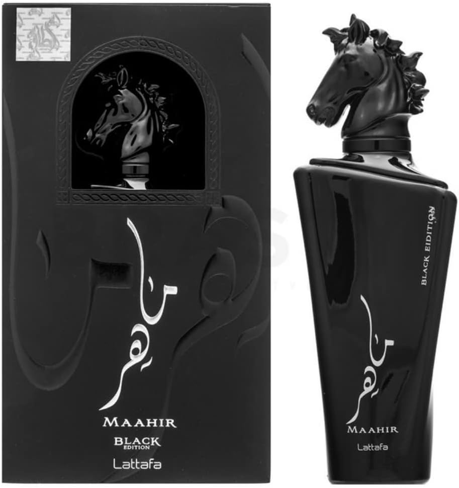 Lattafa Perfumes Maahir Black Edition for Unisex Eau de Parfum Spray, 3.4 Ounce