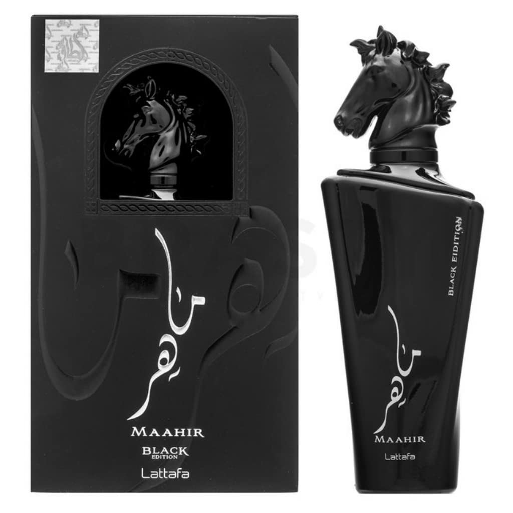 Lattafa Perfumes Maahir Black Edition for Unisex Eau de Parfum Spray, 3.4 Ounce