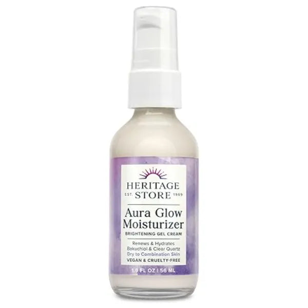 HERITAGE STORE Aura Glow Face Moisturizer for Dry Combination Skin Gel Facial Moisturizer Brightens, Firms Skins Appearance, Clear Quartz  1.9oz