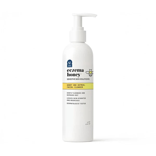 ECZEMA HONEY Oatmeal Facial Cleanser - Natural Eczema Face Wash Prevents Breakouts - Daily Gentle Face Cleanser for Dry, Itchy, Sensitive, & Irritable Skin (6 Oz)