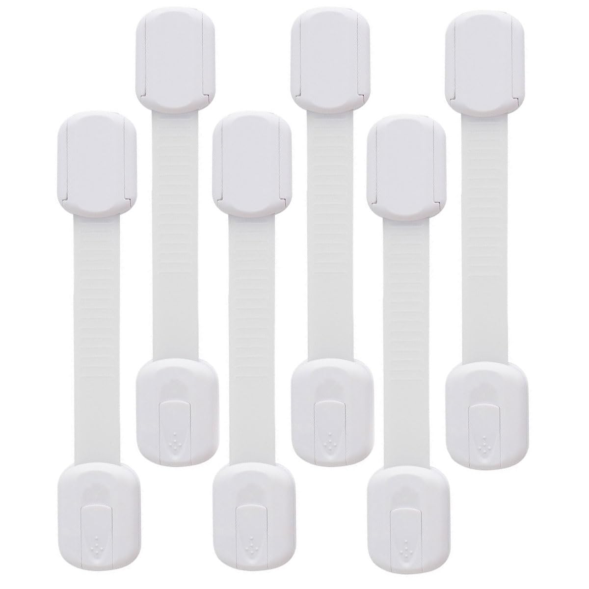 ECVV 6PCS Child Safety Locks White Baby Safety Latches Adjustable Child Proof Cabinet Latches 3M Adhesives Multi-Purpose Baby Locks for Furniture Door Fridge Oven Toilet