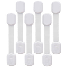 ECVV 6PCS Child Safety Locks White Baby Safety Latches Adjustable Child Proof Cabinet Latches 3M Adhesives Multi-Purpose Baby Locks for Furniture Door Fridge Oven Toilet