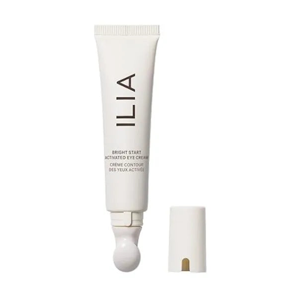 ILIA Plant Based Bright Start Activated Eye Cream with Massage Tool Tip Weightless, Cooling, Help Reduce Puffiness + Fine Lines Silicone Free, Clean Beauty 0.5 oz