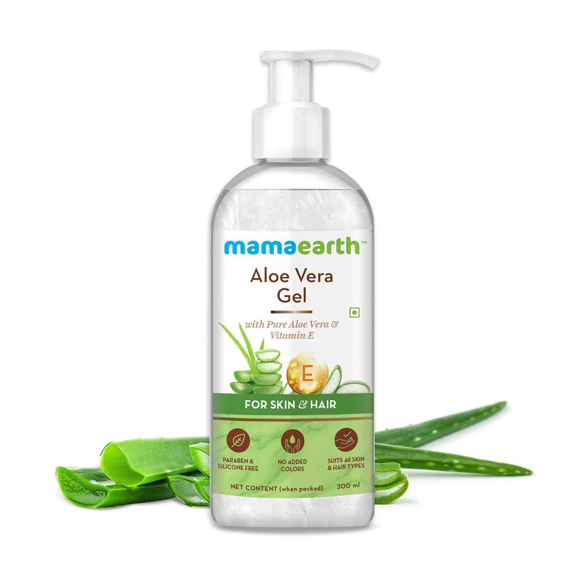 Mamaearth Aloe Vera Gel for Face, Skin & Hair | With Pure Aloe Vera, Vitamin E & Glycerin | Hydrates, Soothes & Nourishes | For All Skin & Hair Types | Sulfate Free | Dermatologically Tested | 300ml