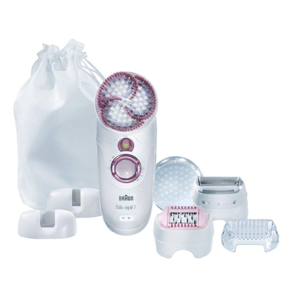 Braun Silk epil 7 SkinSpa - 7951 Wet&Dry Cordless Legs, Body, and Face Epilator and Sonic Exfoliation Brush with 5 attachments