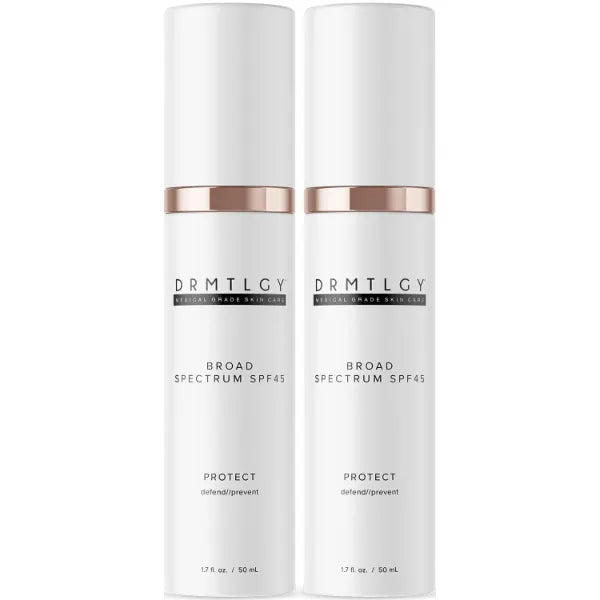 DRMTLGY Anti Aging Clear Face Sunscreen and Facial Moisturizer with Broad Spectrum SPF 45, Oil Free, Zinc Oxide Sunscreen For Sensitive Skin and Acne Prone Skin - 1.7 oz, (Pack of 2)