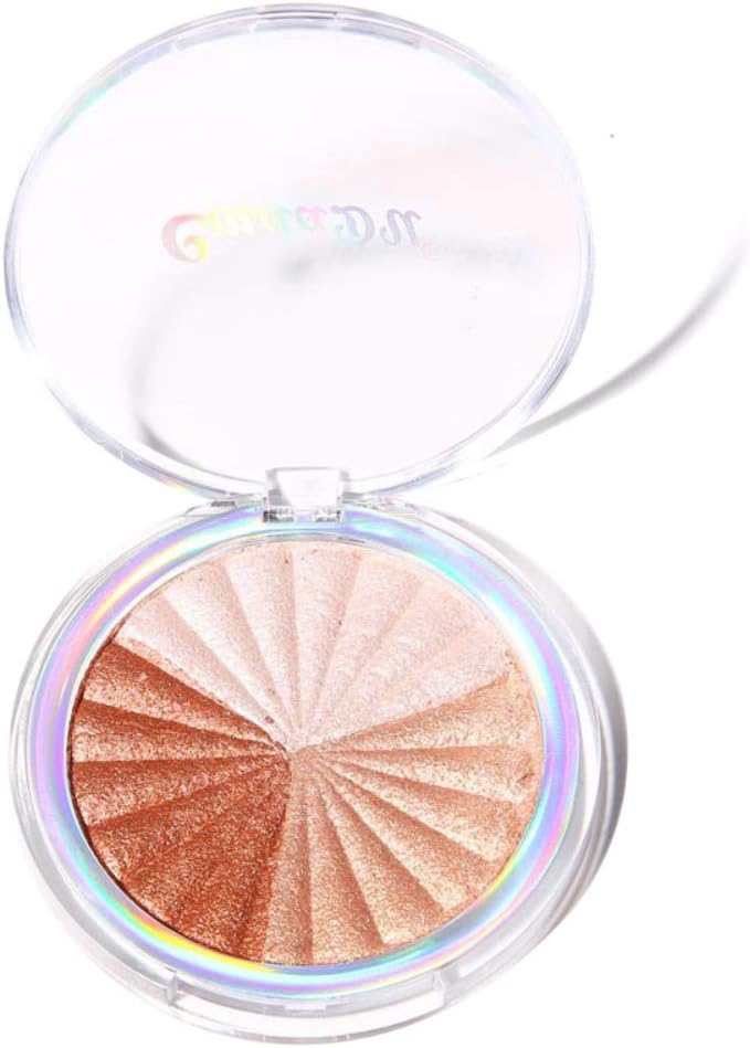 NLLNT 3 Colors Baked Highlighter Palette Makeup Highlight Glow Bronzer Face Contour Powder Illuminator