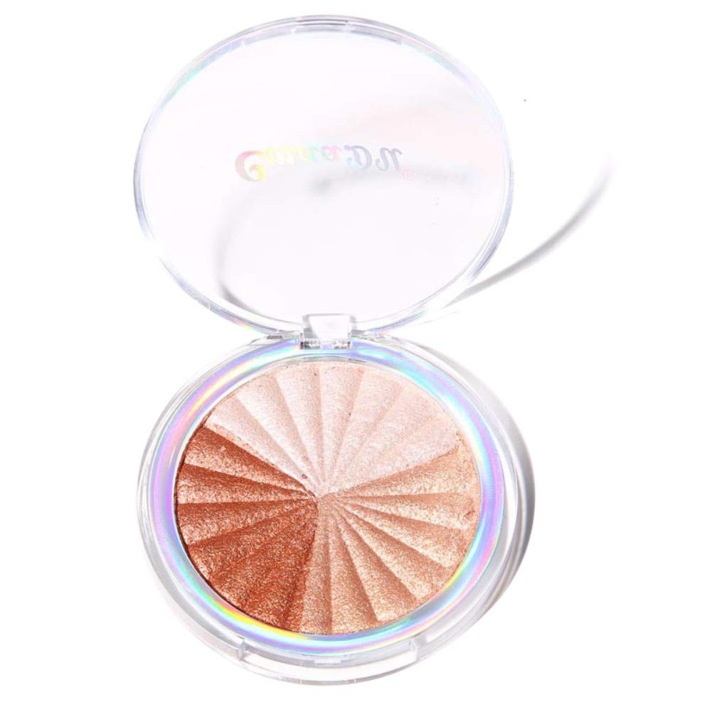 NLLNT 3 Colors Baked Highlighter Palette Makeup Highlight Glow Bronzer Face Contour Powder Illuminator