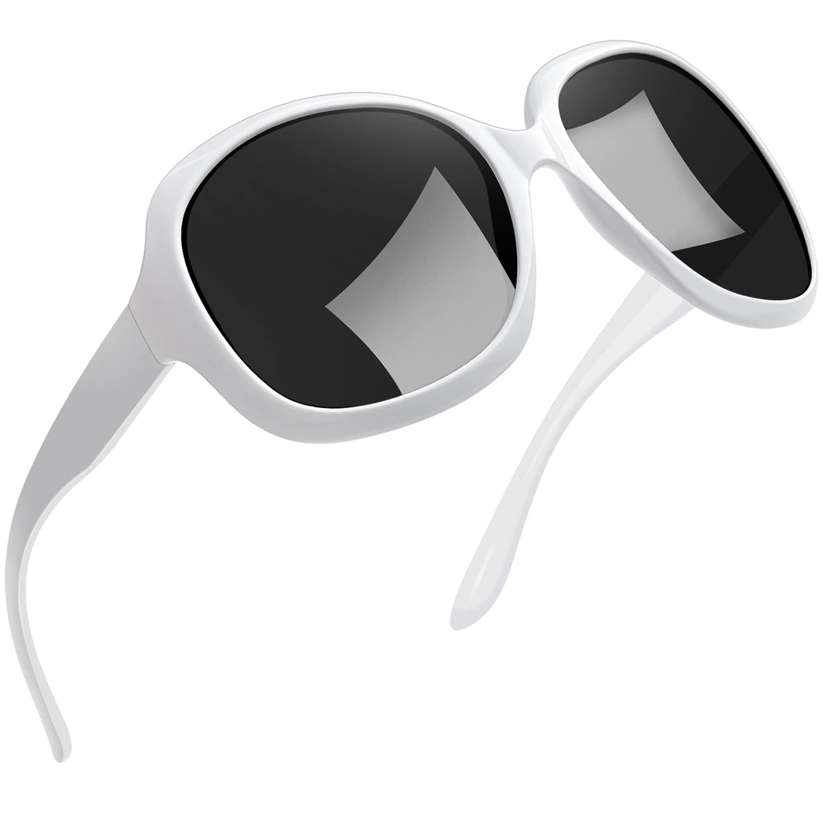 Joopin Polarized Sunglasses for Women, Ladies Big Frame Polarized Eyewear UV400 Protection Driving Fishing - White/Black