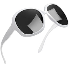 Joopin Polarized Sunglasses for Women, Ladies Big Frame Polarized Eyewear UV400 Protection Driving Fishing - White/Black