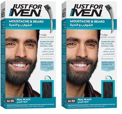 JUST FOR MEN Moustache & Beard Dye, Men's Facial Hair Colour, M55 - Real Black (Pack of 2)
