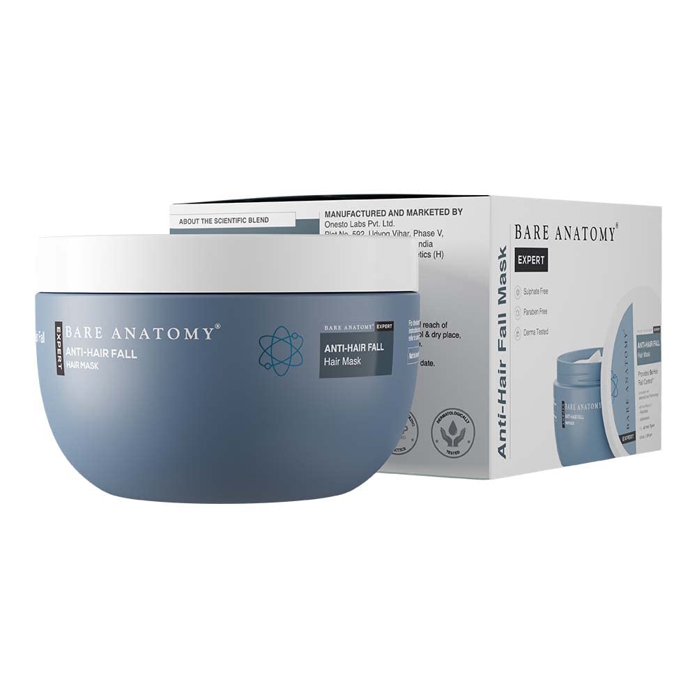 Bare Anatomy Anti-Hair Fall Mask Provides 5X Hair Fall Control For Hair Fall Suitable For All Hair Types Enriched With Adenosine And Peptides - 250 ml