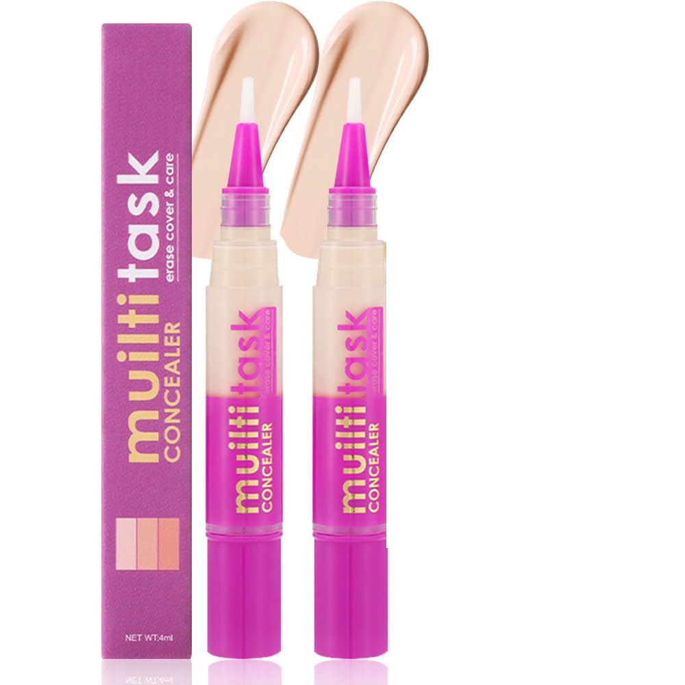 Excefore 2 Pack Full Coverage Concealer Stick, Waterproof Correcting Concealer Pen, Cream Foundation Eye Brightener, Anti Aging, Natural Matte Finish