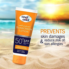 Cool & Cool Sunscreen Lotion SPF 50 - Highly Water Resistant, Broad-Spectrum UVA & UVB Protection, Prevents Skin Damage & Sun Allergies, Face & Body - 50ML