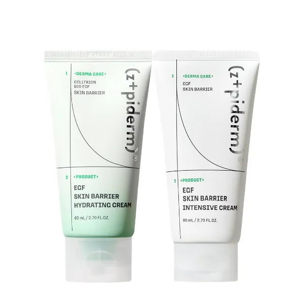 Zipiderm EGF Skin Barrier Cream Duo – Hydrating Gel + Intensive Repair Set for Redness, Dryness & Sensitive Skin | Bio-EGF, Panthenol & Ceramides | Korean Skincare Barrier Routine