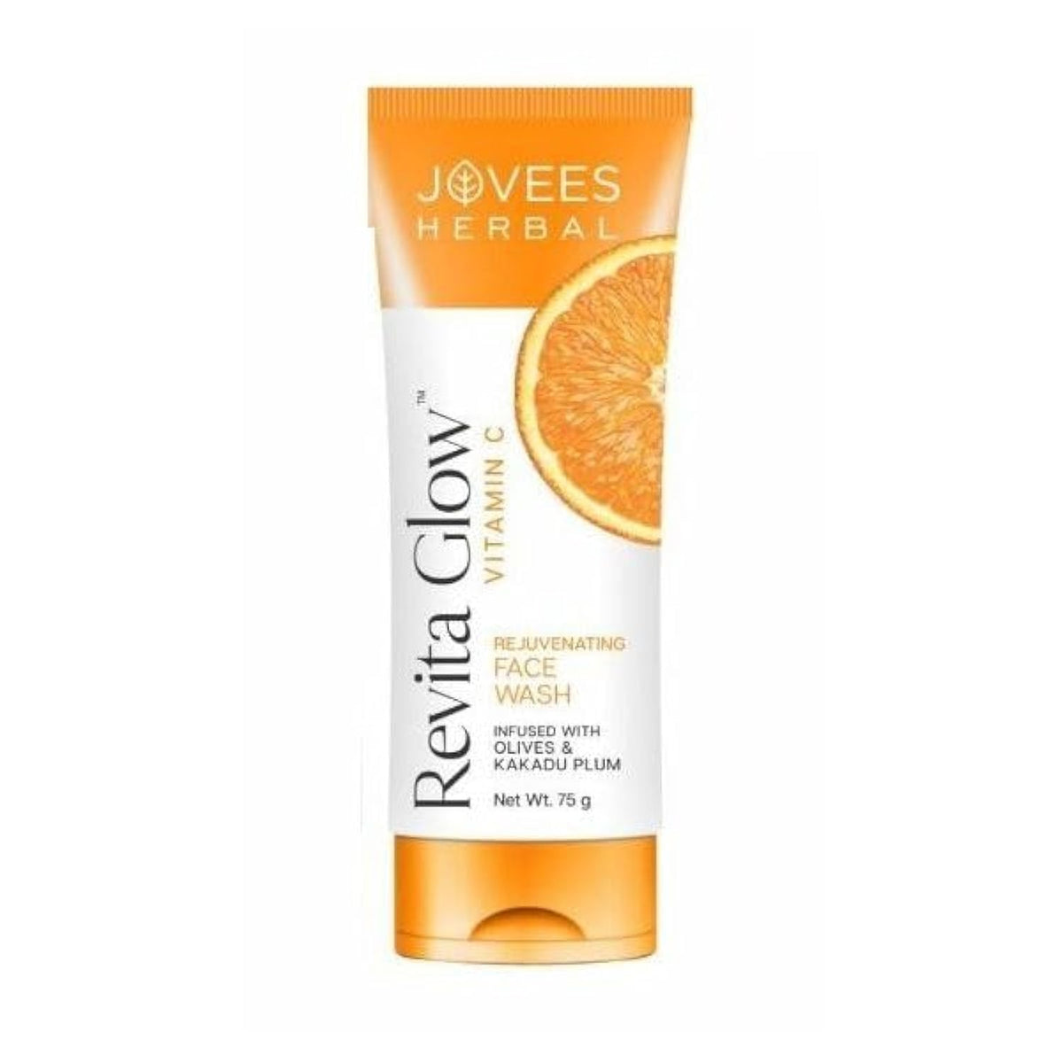 Jovees Vitamin C Face Wash by Herbal (75g) Revita Glow | Revitalizing Vitamin C Face Wash | Brightening | Anti-Aging | Enriched with Kakadu Plum & Olive | For All Skin Types