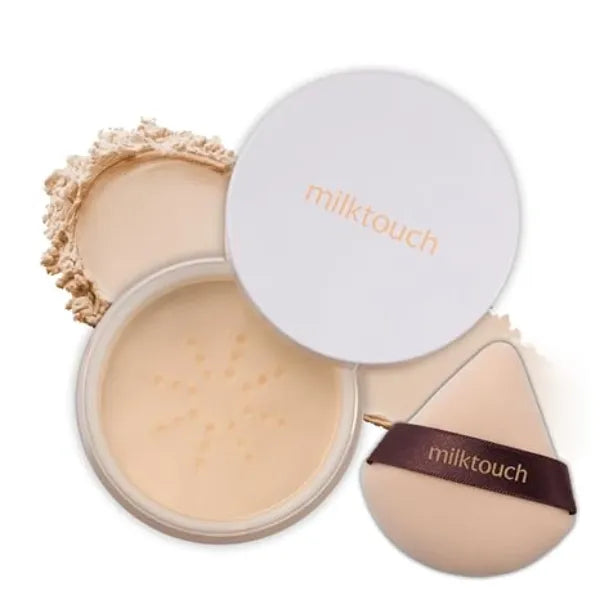 MILKTOUCH Air Blur Rice Setting Powder, Loose & Pressed Face Powder Foundation, Lightweight Vegan, Longwear 24H Blur Waterproof Translucent