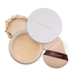 MILKTOUCH Air Blur Rice Setting Powder, Loose & Pressed Face Powder Foundation, Lightweight Vegan, Longwear 24H Blur Waterproof Translucent