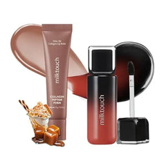MILKTOUCH Summer proof Lip Combo Black Peel Off Lip Tattoo  Black Apricot + Collagen Lip Balm Caramel Fondue