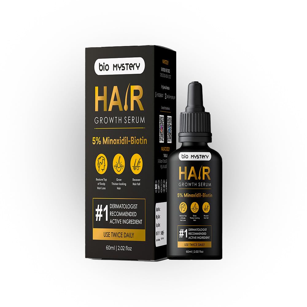 Bio Mystery Minoxidil 5% Hair Growth Serum Drops, Reduces Hair Loss, Thicker Hair 60ml / 2.02 floz