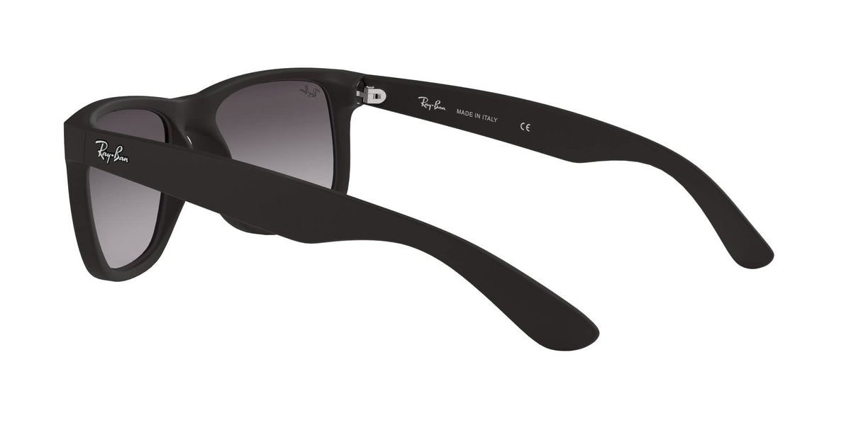 Ray-Ban RB4165 Justin Rectangular Sunglasses Black Rubber/Grey Gradient Lens 55mm