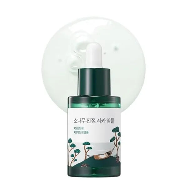 ROUND LAB Pine Calming Cica Ampoule , Hydrating and Soothing Serum with Pine Cica and Hyaluronic Acid for Skin Barrier Strengthening, Gentle Exfoliation, and Deep Moisture, Korean Skincare 1.01 Fl Oz
