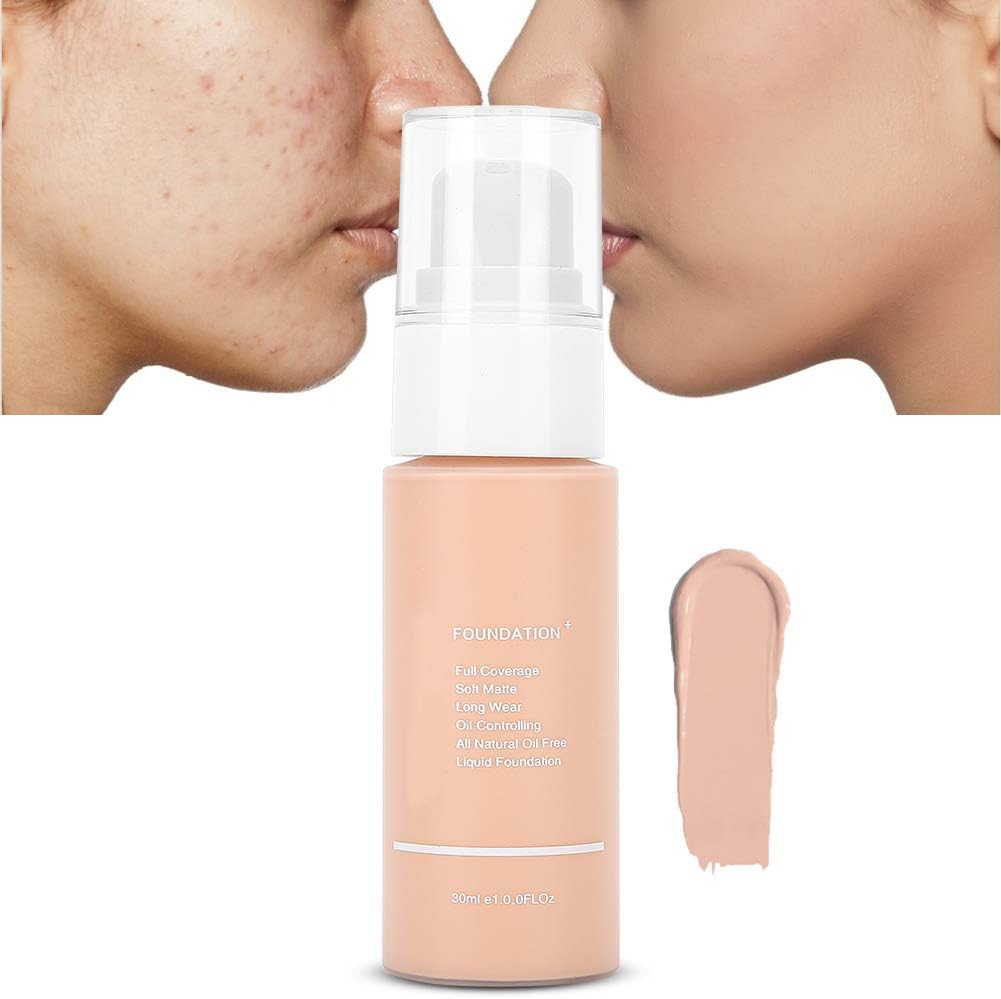 Matte + Liquid Foundation Makeup, 30ml Liquid Foundation Oil Control Concealer Matte Foundation for Women Girls