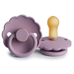 FRIGG Daisy Latex Pacifier 6-18 Months | Soothing Comfort Pacifiers with Click-Lock System | 1 Pack Natural Rubber Soothers | Food Safe with Timeless Elegance — Heather