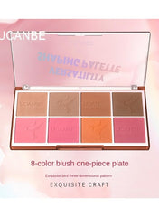UCANBE 8-Color Blush & Contour Palette - Versatile Face Sculpting, Highly Pigmented Matte, Smooth Natural Finish, Long-Lasting Bronzer & Blush Powder. (8-Color Contour & Blush Palette, STUB083-01)