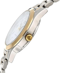 Casio Womens Quartz Watch, Analog Display and Leather Strap Silver/Gold