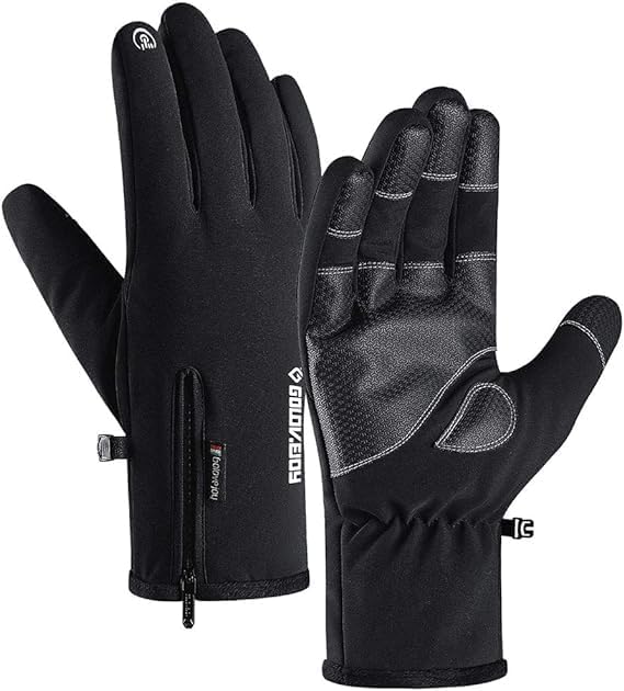 JUSTADIL Direct Mens Winter Gloves -30℉Windproof Waterproof Touch Screen Gloves for Outdoor Work - Black