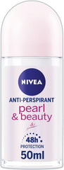 NIVEA Pearl & Beauty Anti-Perspirant Deodorant Roll-On (50ml, Pack of 6)