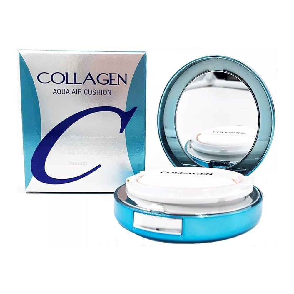 Enough Collagen Aqua Air Cushion 0.53 oz (15g) - Hydrating Foundation with SPF50, Dewy Finish, and Collagen Boost - Korean Beauty Essential for Radiant Skin (#13 - Light Beige)