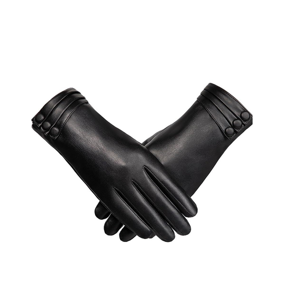 Gym Gloves Women,Winter Fashion Leather Gloves for Women, Touch Screen Plush Lined Outdoor Windproof Warm Suede Driving Dress Gloves -Black