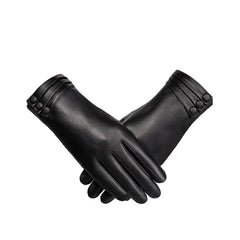 Gym Gloves Women,Winter Fashion Leather Gloves for Women, Touch Screen Plush Lined Outdoor Windproof Warm Suede Driving Dress Gloves -Black