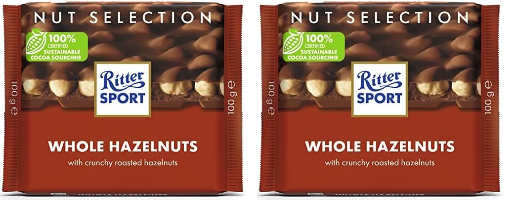 Ritter Sport Whole Hazelnuts Chocolate - 100 g (Pack of 2)