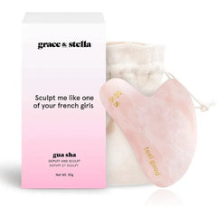 grace & stella Gua Sha Massage Tool, Rose Quartz, Face Sculpting, Lymphatic Drainage, Depuffing
