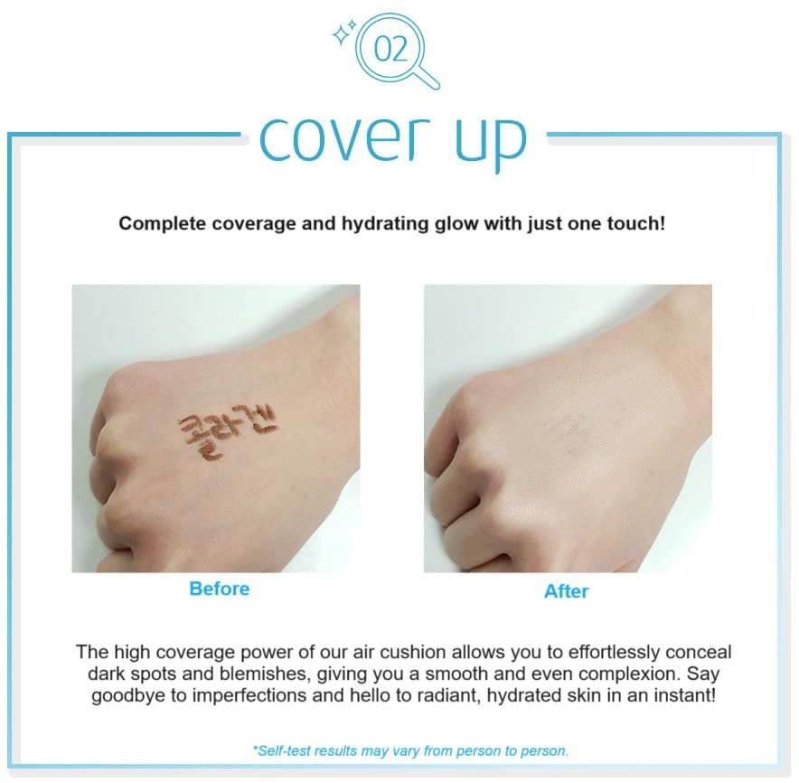 Enough Collagen Aqua Air Cushion 0.53 oz (15g) - Hydrating Foundation with SPF50, Dewy Finish, and Collagen Boost - Korean Beauty Essential for Radiant Skin (#13 - Light Beige)