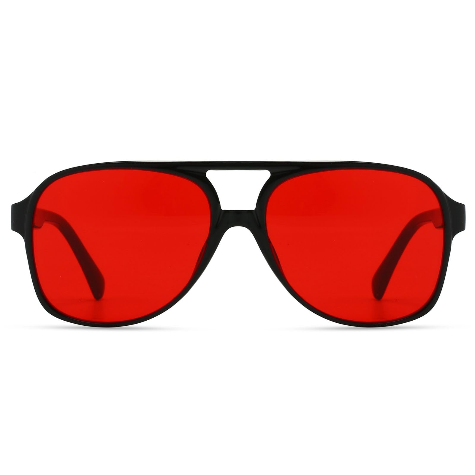 Freckles Mark Vintage Retro 70s Sunglasses for Women Men Classic Large Squared Aviator Frame UV400 Trendy Orange Glasses