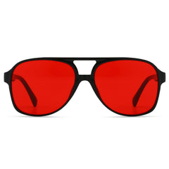 Freckles Mark Vintage Retro 70s Sunglasses for Women Men Classic Large Squared Aviator Frame UV400 Trendy Orange Glasses