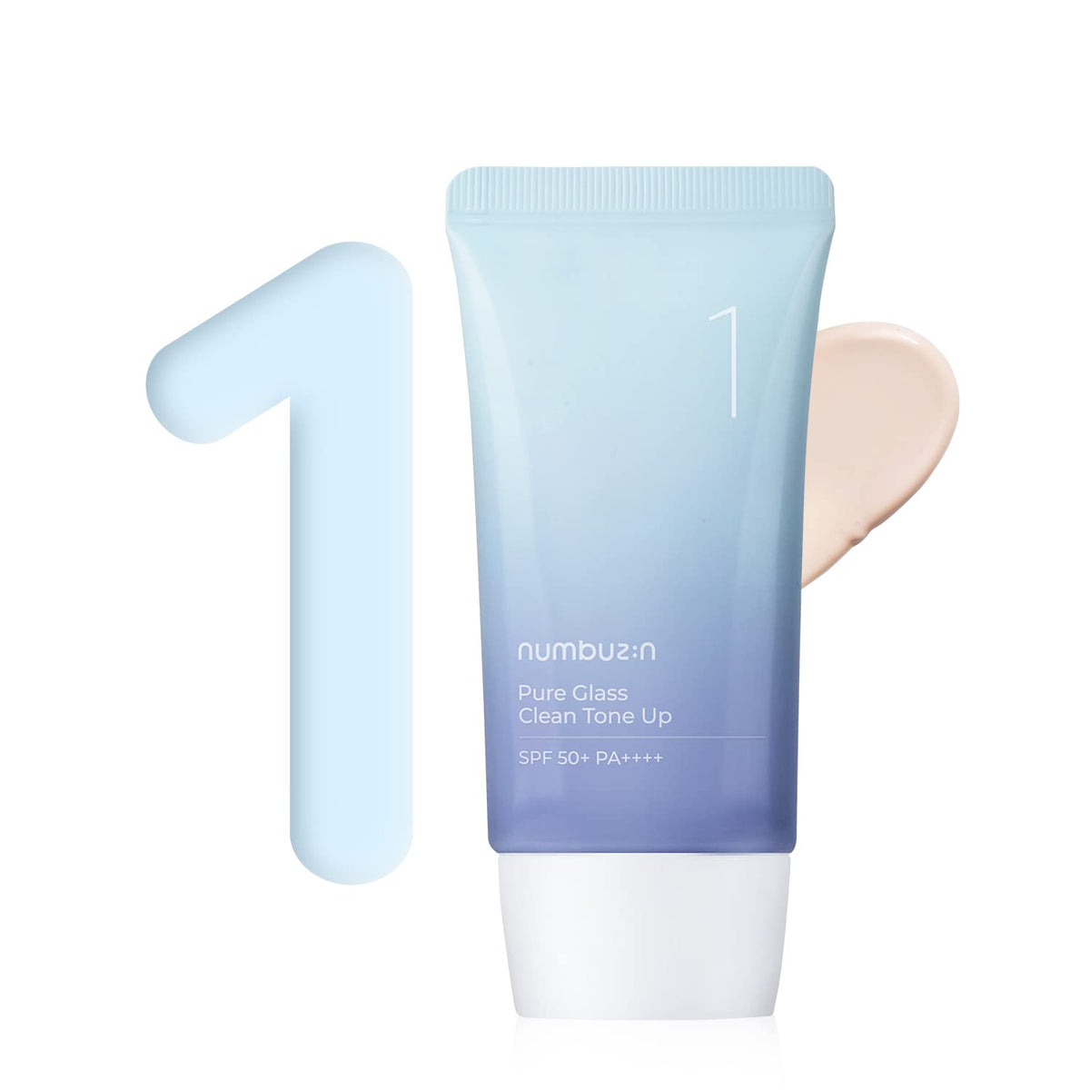 numbuzin No.1 Pure Glass Clean Tone Up | Hyaluronic Acid, tinted SPF- 1.69 Fl Oz /50ml, (Pack of 1)