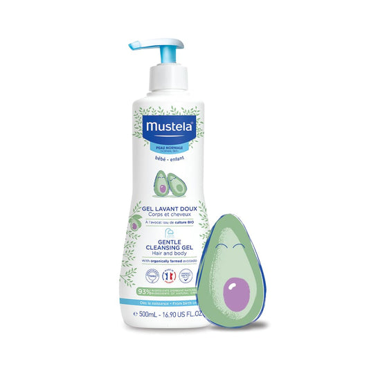 Mustela Baby Gentle Cleansing Gel - Baby Hair & Body Wash - with Natural Avocado fortified with Vitamin B5 - Biodegradable Formula & Tear-Free - Pack of 2 - 500ml
