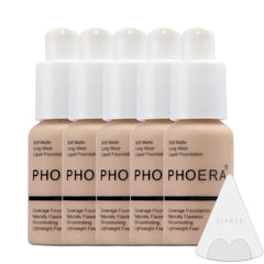 Glamza Phoera Foundation Full Coverage Makeup Set - 24hr Long Lasting Oil Control - Soft Smooth Matte Flawless Concealer Cream - Inc x5 30ml Foundation & Silicone Blender Sponge (102 Nude)