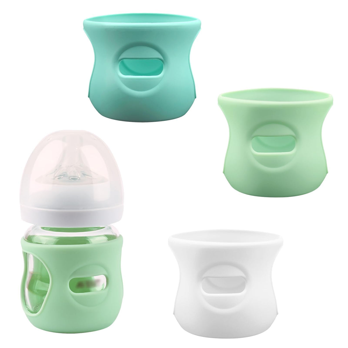 3 Pack Silicone Sleeves for Philips Avent Natural Glass Baby Bottles, Shatter Proof Natural Silicone Bottle Sleeve Compatible Philips Avent Glass Natural Baby Bottle，BPA Free (4oz)