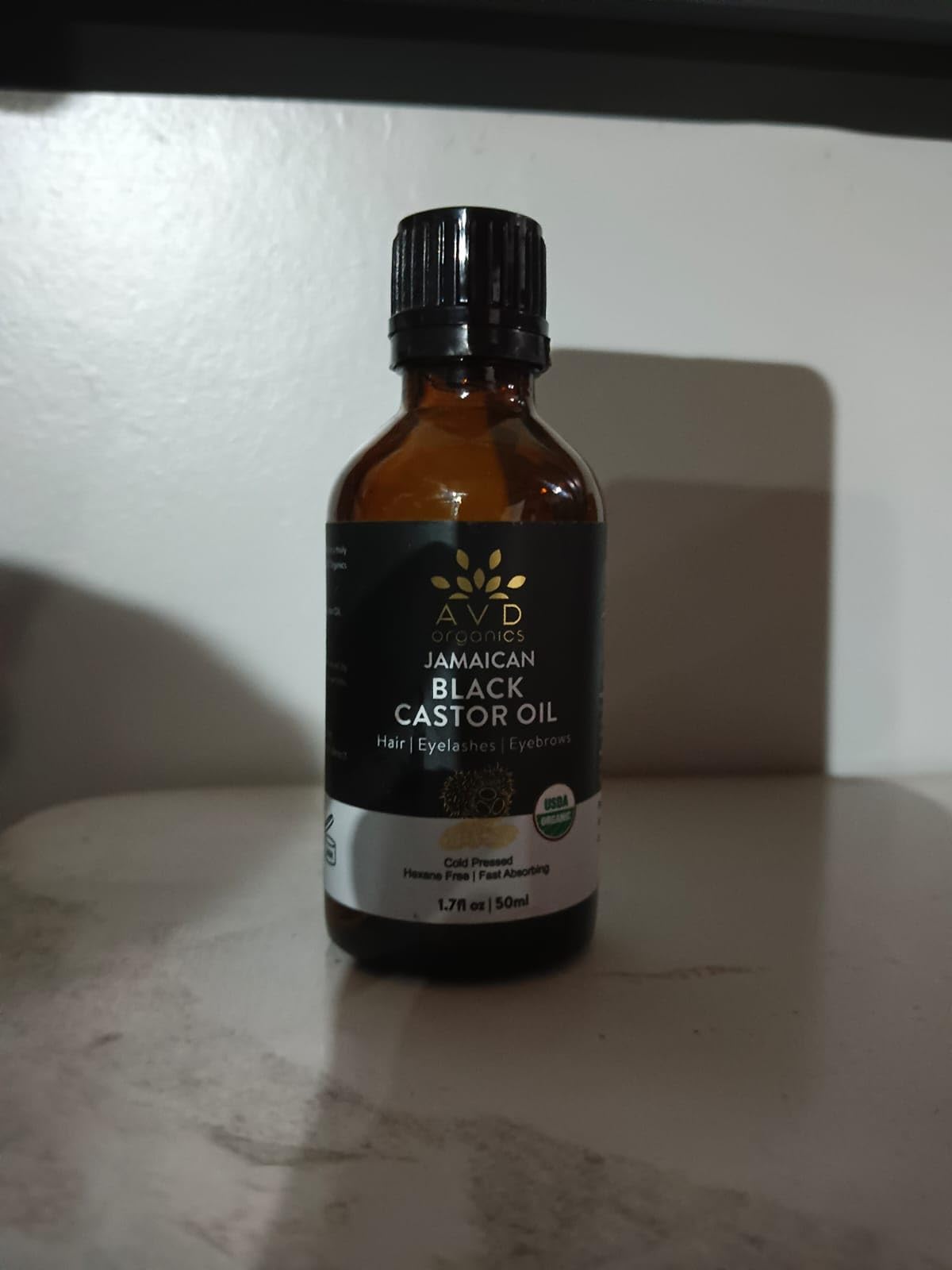 AVD Organics Jamaican Black Castor Oil | 100% Pure and Natural - Premium Grade Oil for Hair, Eyelashes and Eyebrows - Carrier Oil - Hair and Body Oil 50ML