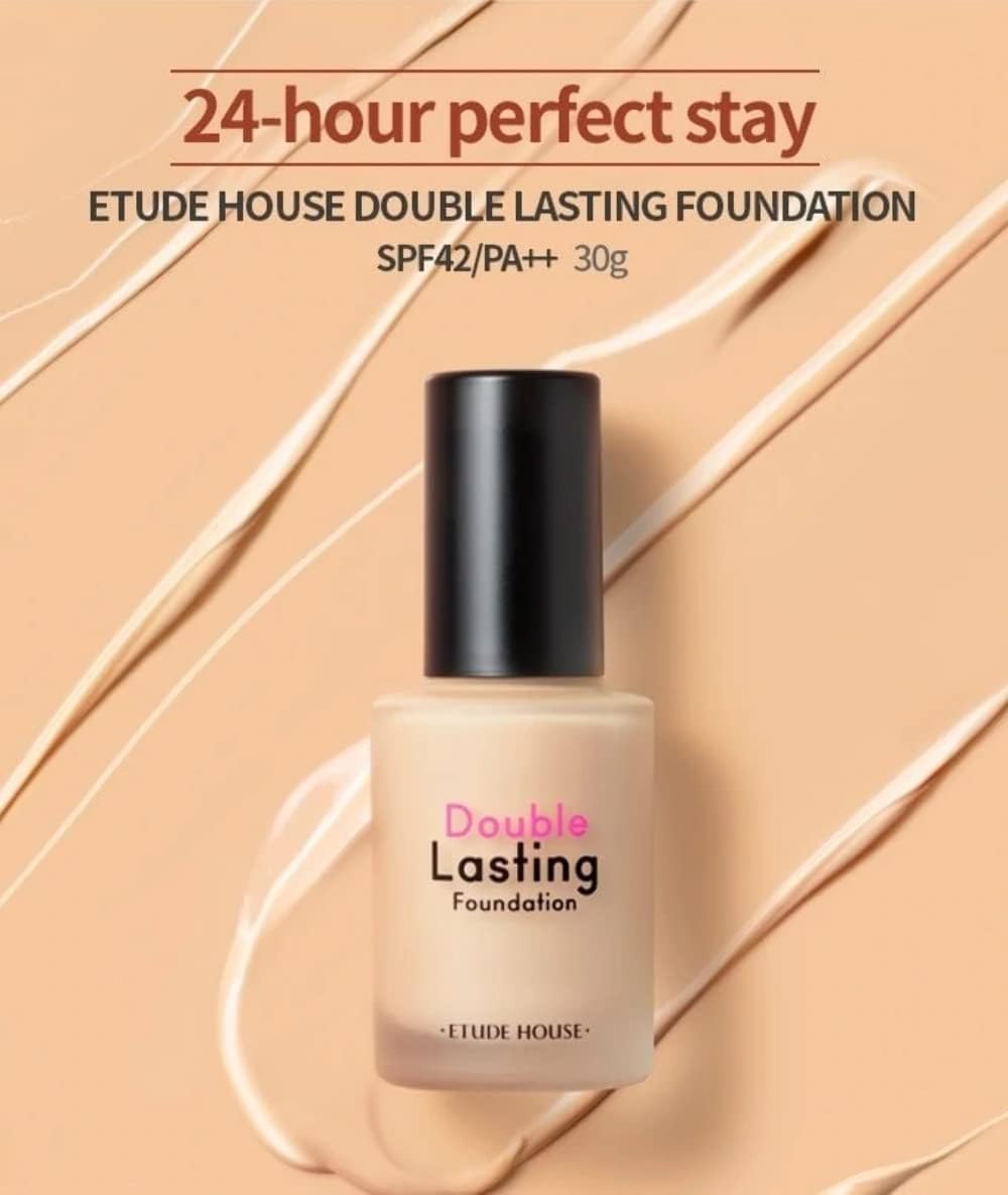 ETUDE New Double Lasting Foundation (Petal) SPF35/ PA++ 30g | High Coverage Weightless Foundation | 24-Hours Lasting Double Cover | Magnet-Like Adherence without Stickiness | Makeup Base