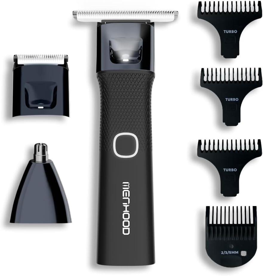MENHOOD Men's WaterProof Cordless Grooming Trimmer for Men, Suitable for Beard, Body Private Part Shaving, Head and Pubic Hair, 150min Run Time (Black) (Trimmer Ultra)