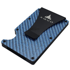 AQUO Money Clip Wallet for Men - Slim Front Pocket Blocking Bifold Credit Card Holder for Men with Gift Box (BLUE)