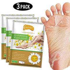 ALIVER Foot Peel Mask 3 Pack, Exfoliating Callus Remover & Dead Dry Skin, Get Baby Soft Feet in 1-2 Weeks for Men and Women (Chamomile)